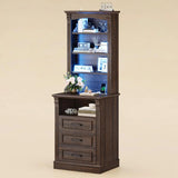 61" Tall Modern Nightstand with 3 Drawers,Built-in Charging Station,LED Light