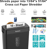 Paper Shredder for Home, 10-Sheet Cross Cut with 13L Basket, P-4 Security Level