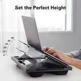 Lap Desk with 6 Adjustable Angles, Detachable Mouse Pad, amp Dual Cushions