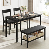 Home Dining Table Set for 4 with Bench Dining Room Table Set with Storage Racks