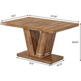LITTLE TREE 47-Inch Dining Table for 4,Dinner Table with Heavy Duty Pedestal, Farmhouse Eating T