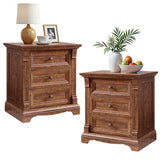 23.6" Wood Nightstand Set Roman Column 3 Drawers Side End Table Bedroom