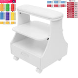 3-tier Foot Rest Manicure Stool Pedicure Cart Footbath Trolley with 4 Casters for Beauty Salon
