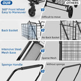 Grocery Cart on Wheels for Groceries, Folding Shopping Carts with Liner