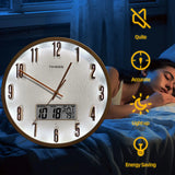 TIMESS Luminous Voice-activated Wall Clock, 14' Silent Battery Powered