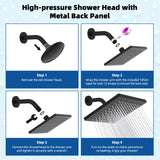 Bathroom Waterfall Shower Head, Fixed Showerheads with Adjustable Swivel Ball,