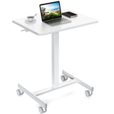 JHK Mobile Small Standing Desk Portable Computer Desk Laptop Height Adjustable Table Sitting Workstation Lockable Wheels