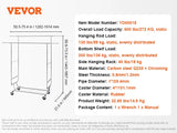 VEVOR Adjustable Length Clothes Rack w/ Bottom Shelf & Wheels for Laundry