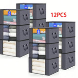 12Pcs 90L Foldable Fabric Storage Bins, Large Capacity With Clear Window