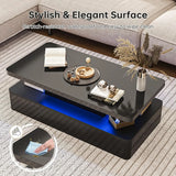 40" Modern Living Room Tables, LED Coffee Table with LED Lights, 2 Tier