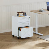 3 Drawer Rolling File Cabinet with Lock & Casters, Wooden Mobile Storage Organizer Printer Stand