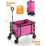 Pink 3 in 1 Collapsible Wagon Converts to Bench 220lbs Foldable Shopping Cart