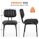 JHK Faux Leather Modern Dining Chairs Set of 2 Ergonomic Lumbar Support Foam Sponge Cushion Seat