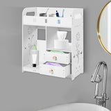 Bathroom Shelf White Wall Cabinet Bathroom Wall Mounted Wall Cabinet with 2 Drawers for