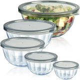 Mixing Bowls with Airtight Lids Sets, 5 Packs Thick Glass Nesting Bowls for Kitchen Baking