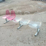 Three-person transparent plastic row chair Square waiting  Hospital bench