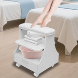 3-tier Foot Rest Manicure Stool Pedicure Cart Footbath Trolley with 4 Casters for Beauty Salon