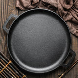 Cast Iron Skillet Pan with Dual Handles Non-Stick Round Griddle For Crepes And Pizza