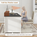 63 Modern Executive Desk with Drawer and Monitor Stand, Home Office Desk