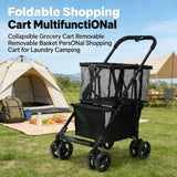 Portable Shopping Cart Multifunctional Collapsible Grocery Cart Removable Basket Personal Shopping Cart