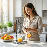 Heavy Duty Manual Citrus Juicer with Stainless Steel Cones, Easy to Clean for Oranges