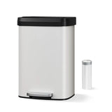 13 Gallon 50 L Metal Trash Can with Lid Step-On Kitchen Garbage Bin