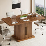 Extendable Black Round Conference Table 43-59in Storage Fluted Wood Slide Doors Office