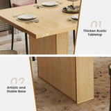 6-8 Seater Rustic Dining Table with Natural Wood Slat Base, Perfect for Family Meals