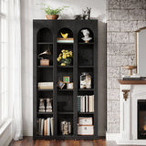 Tribesigns 70.87" Bookshelf, 5-Tier Arched Display Bookcase with Open Storage Shelves,