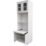 Danbury Style Tall Kitchen Pantry Cabinet with Microwave Storage, White