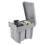 20L Each Dual Pull-Out Trash Can Easy Install Under Cabinet Kitchen Waste Bin with 2 Bins Slide out Recycling Garbage Can