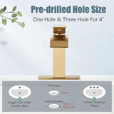 Bathroom Faucet Single Handle 1 Hole Deck Mount Lavatory Vanity RV Sink Mixer Basin Tap with Cover Plate and Pop Up