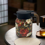 1000ml Vintage Floral Tea Kettle Stainless Steel Insulated Tea Pot Built-in Infuser