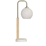 Nordic White Globe Table Lamp with Marble Base for Bedroom or Study Room