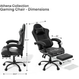 Athena Collection Carbon Fiber Black Gaming Chair - Ergonomic with Footrest