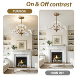 Modern Gold Chandelier, Vintage Flower Glass Pendant Light Fixture