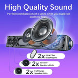 Bluetooth Stereo Sound Bar with 3.5mm Aux, USB/USB-C Power, Mic, and Headphone Jack for PC, Laptop