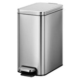 2.6 Gallon Small Stainless Steel Step Trash Can for Bedroom and Office Use, Silver Soft-Close