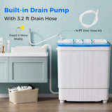 White & Blue Twin Tub Compact Washer Spinner Combo with Pump Drain for Apartment,