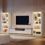 70.87" Tall Geometric Bookshelf, White Arched Bookcase with 5 Irregular Storage Shelves