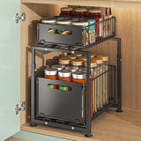 2 Tier Slide Out Cabinet Organizer Heavy Duty, Under Sink Storage Shelf for Kitchen Bathroom,