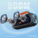 DOSS Outdoor Portable Speaker Powerful 60W Stereo and Bass Sound Box Power Bank IPX6 Waterproof LED Light