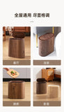 Faux Wood Grain Trash Can Slim Lid Large Capacity Bin For Bathroom Narrow Spaces Living