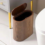 Faux Wood Grain Trash Can Slim Lid Large Capacity Bin For Bathroom Narrow Spaces Living