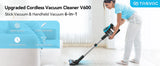 TASVAC 28KPa Cordless Vacuum Cleaner Powerful Suction 6-in-1 Lightweight