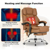 Heated Kneading Massage Executive Office Chair 90-135° Reclining Footrest