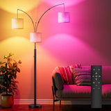 Three-color temperature dimmable three-head floor lamp, full of atmosphere, warm lighting for living room