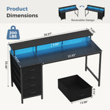 JHK 40In to 47In Gaming Computer Desk with 4 Storage Drawers Wood Office Desks