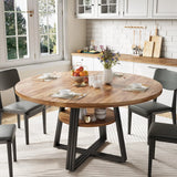 [ TABLE ONLY ] Round Dining Table for 4-6, 42" Farmhouse Kitchen Table with Storage