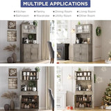 Kitchen Pantry Cabinet, 71 in Tall Kitchen Hutch Storage Cabinet with Microwave Stand